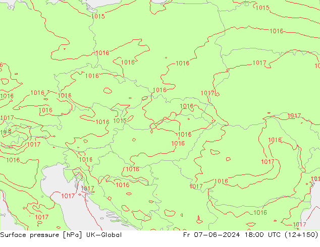 Pressione al suolo UK-Global ven 07.06.2024 18 UTC