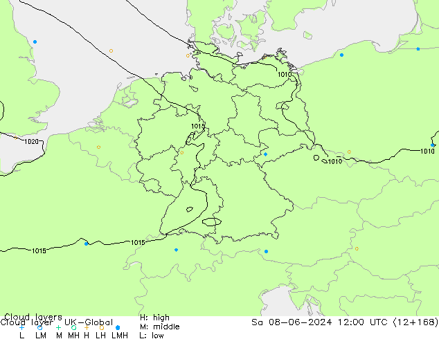 Cloud layer UK-Global So 08.06.2024 12 UTC