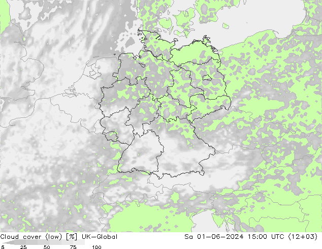 Cloud cover (low) UK-Global Sa 01.06.2024 15 UTC