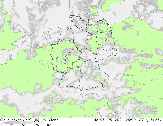 Bewolking (Laag) UK-Global ma 03.06.2024 00 UTC