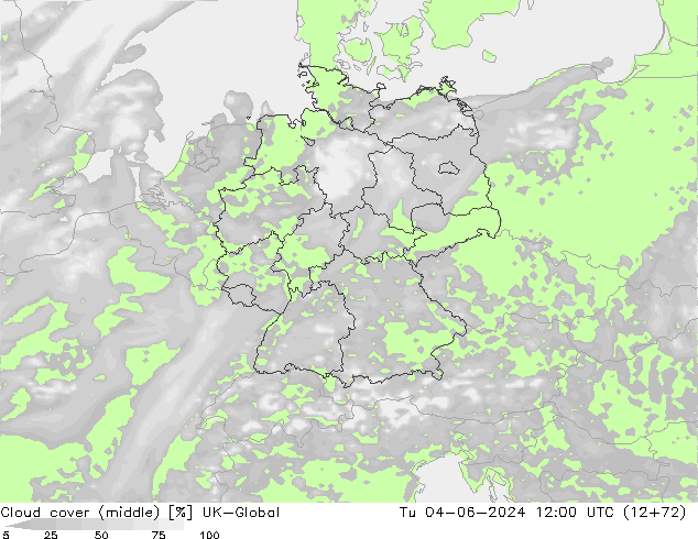 Cloud cover (middle) UK-Global Tu 04.06.2024 12 UTC