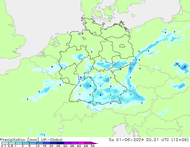 Precipitation UK-Global Sa 01.06.2024 21 UTC