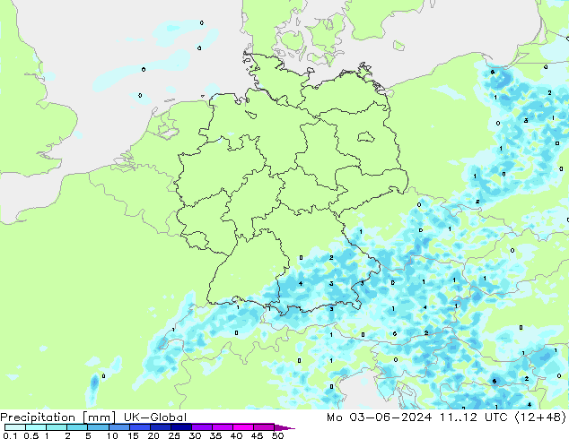 Precipitación UK-Global lun 03.06.2024 12 UTC