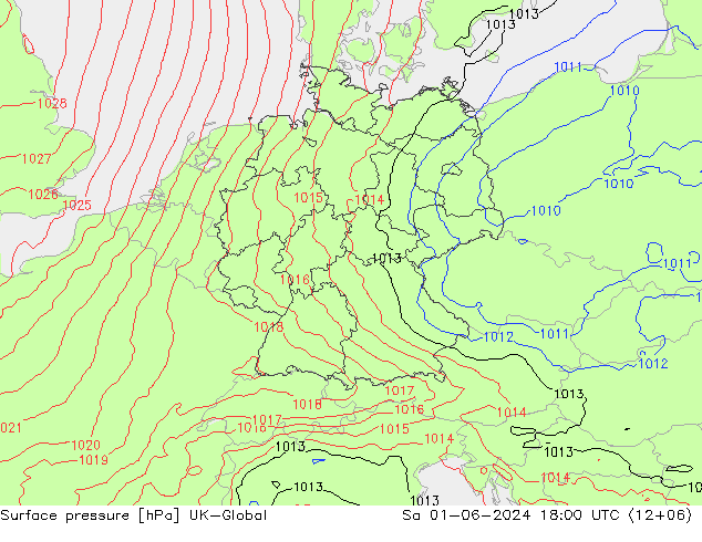 Surface pressure UK-Global Sa 01.06.2024 18 UTC