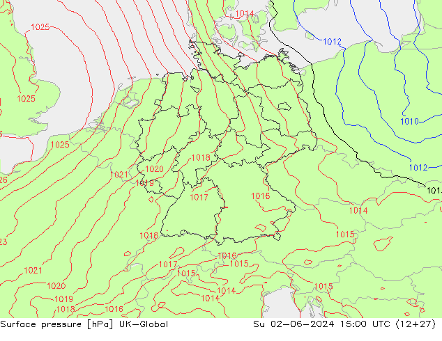 Presión superficial UK-Global dom 02.06.2024 15 UTC