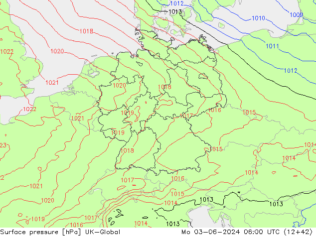 Surface pressure UK-Global Mo 03.06.2024 06 UTC