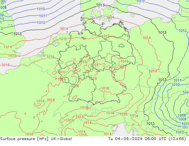 Luchtdruk (Grond) UK-Global di 04.06.2024 06 UTC