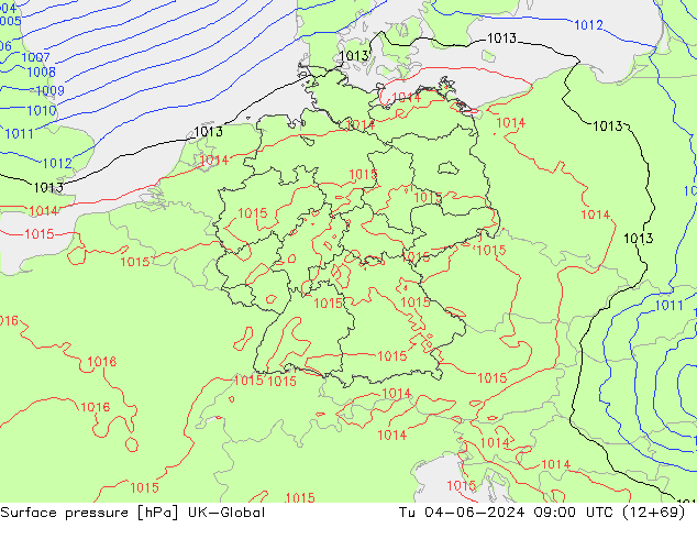 Luchtdruk (Grond) UK-Global di 04.06.2024 09 UTC