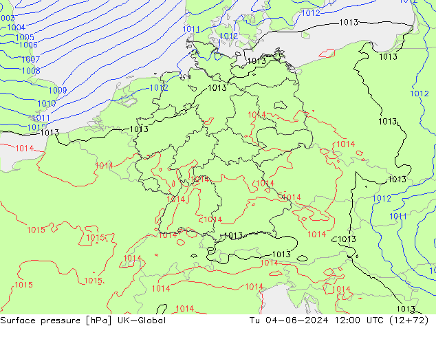 Presión superficial UK-Global mar 04.06.2024 12 UTC
