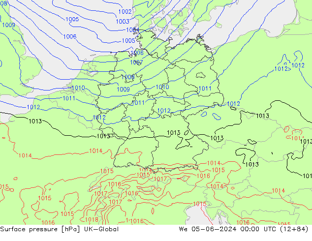 pression de l'air UK-Global mer 05.06.2024 00 UTC
