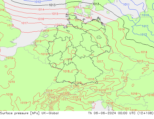 Surface pressure UK-Global Th 06.06.2024 00 UTC