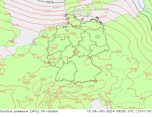 Surface pressure UK-Global Th 06.06.2024 06 UTC