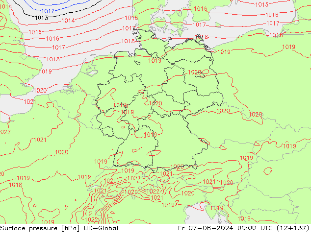 Atmosférický tlak UK-Global Pá 07.06.2024 00 UTC