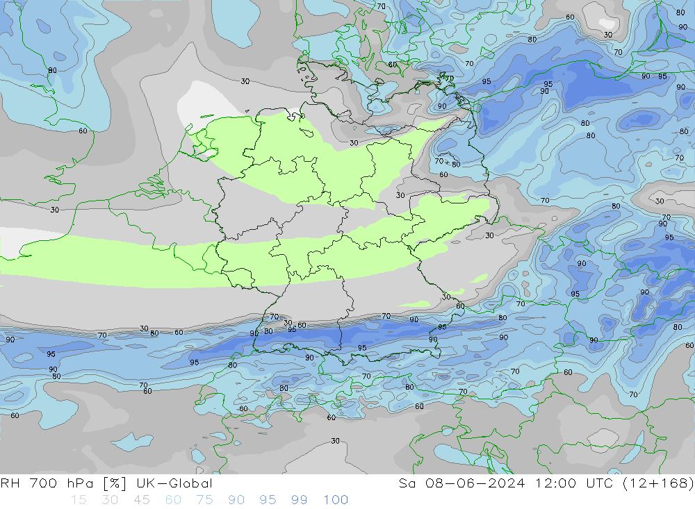 RH 700 hPa UK-Global Sa 08.06.2024 12 UTC