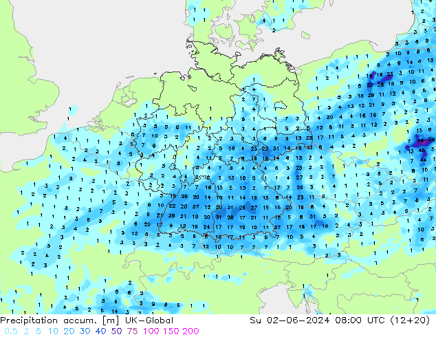 Precipitation accum. UK-Global Dom 02.06.2024 08 UTC