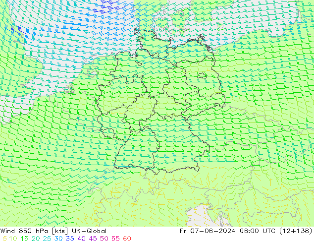 wiatr 850 hPa UK-Global pt. 07.06.2024 06 UTC