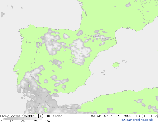 Nuages (moyen) UK-Global mer 05.06.2024 18 UTC