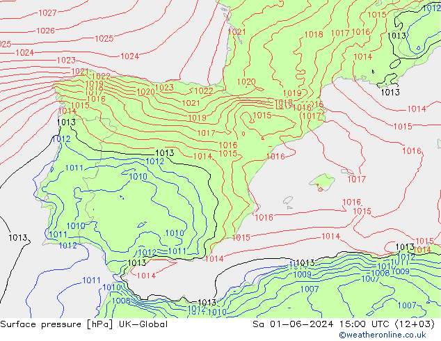 Luchtdruk (Grond) UK-Global za 01.06.2024 15 UTC