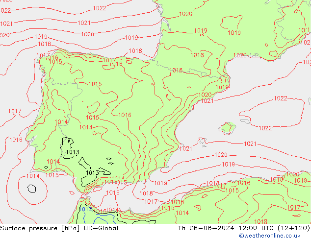 Luchtdruk (Grond) UK-Global do 06.06.2024 12 UTC