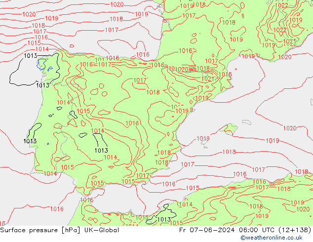 Surface pressure UK-Global Fr 07.06.2024 06 UTC