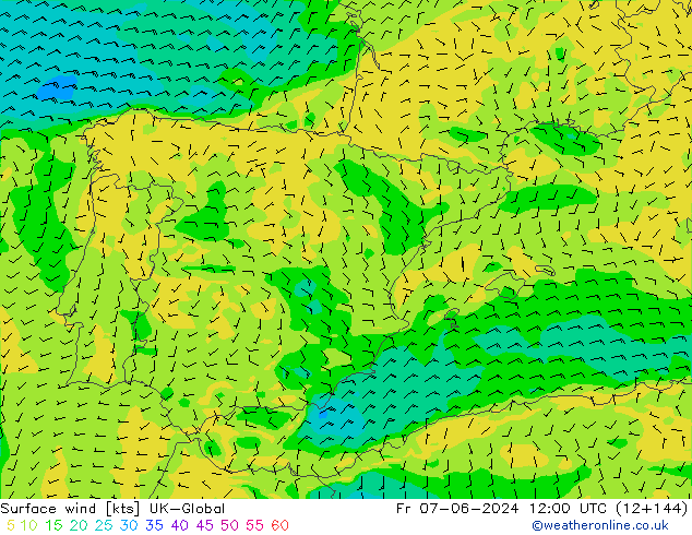 Surface wind UK-Global Fr 07.06.2024 12 UTC