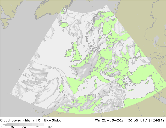 Cloud cover (high) UK-Global We 05.06.2024 00 UTC