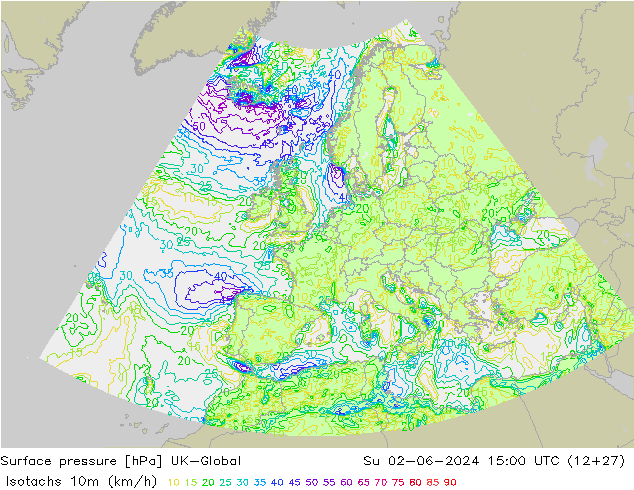 Isotachs (kph) UK-Global dim 02.06.2024 15 UTC