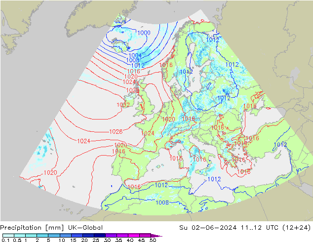 降水 UK-Global 星期日 02.06.2024 12 UTC