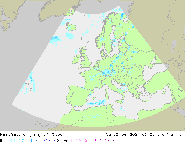 Rain/Snowfall UK-Global dom 02.06.2024 00 UTC