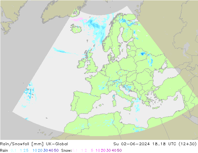 Lluvia/nieve UK-Global dom 02.06.2024 18 UTC