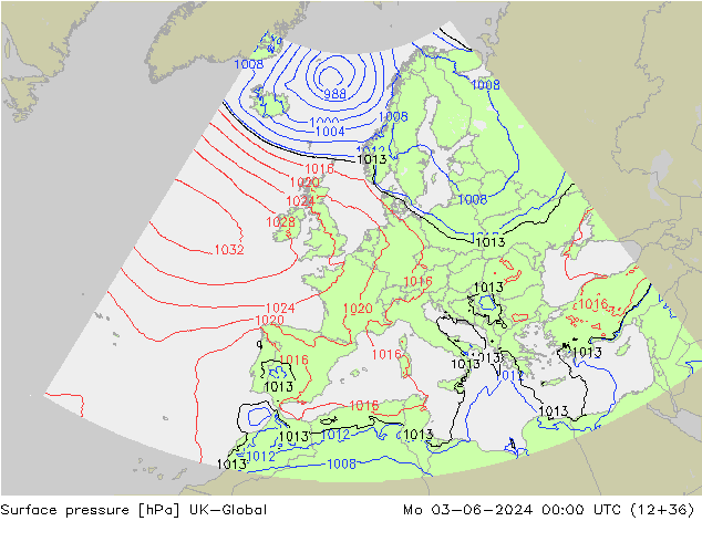 Presión superficial UK-Global lun 03.06.2024 00 UTC