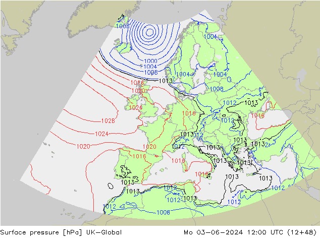 Yer basıncı UK-Global Pzt 03.06.2024 12 UTC