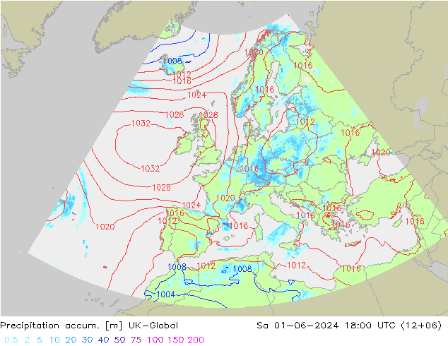 Precipitation accum. UK-Global сб 01.06.2024 18 UTC