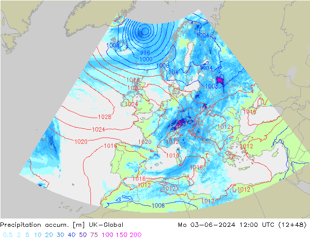 Precipitation accum. UK-Global Seg 03.06.2024 12 UTC