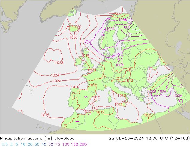 Toplam Yağış UK-Global Cts 08.06.2024 12 UTC