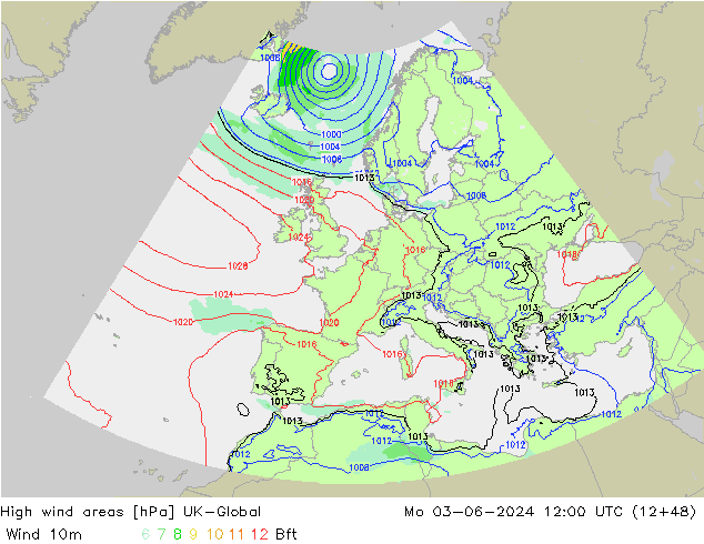 High wind areas UK-Global пн 03.06.2024 12 UTC