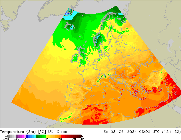 Temperatura (2m) UK-Global sab 08.06.2024 06 UTC