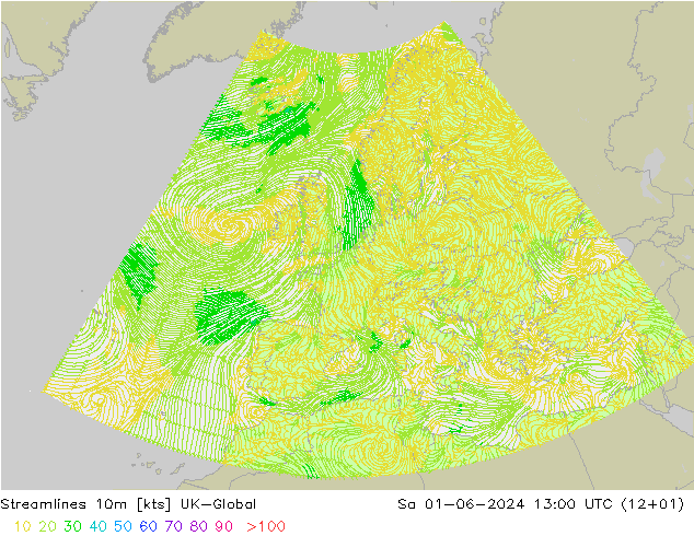 Streamlines 10m UK-Global Sa 01.06.2024 13 UTC