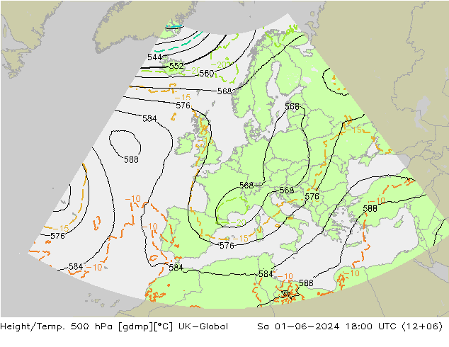 Height/Temp. 500 hPa UK-Global Sa 01.06.2024 18 UTC