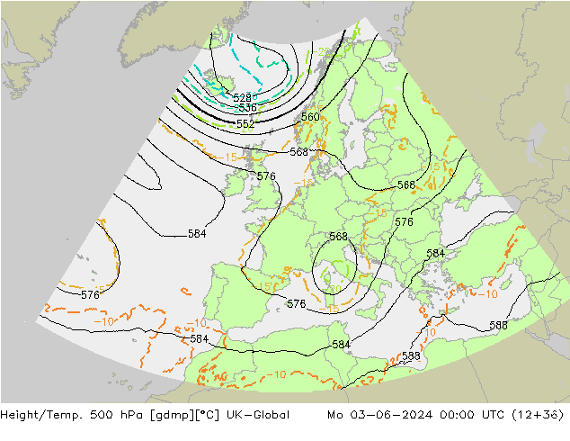 Height/Temp. 500 гПа UK-Global пн 03.06.2024 00 UTC