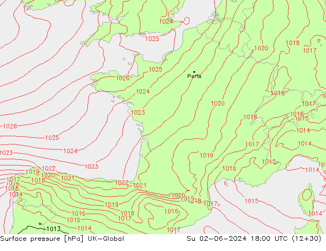 приземное давление UK-Global Вс 02.06.2024 18 UTC