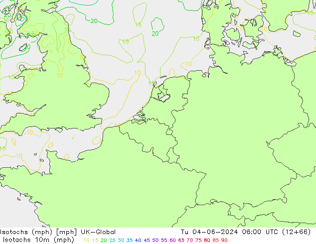 Isotachs (mph) UK-Global вт 04.06.2024 06 UTC