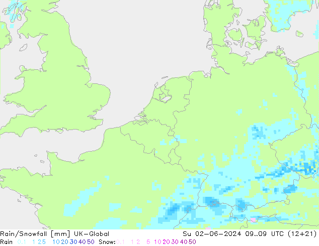 Rain/Snowfall UK-Global Ne 02.06.2024 09 UTC