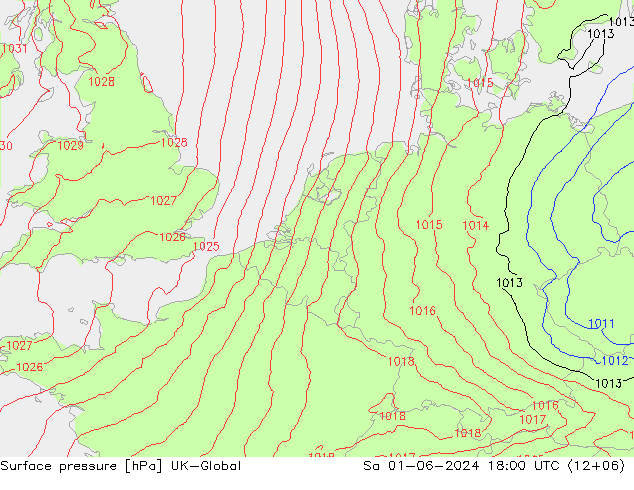 Surface pressure UK-Global Sa 01.06.2024 18 UTC