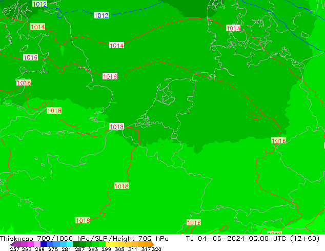 Thck 700-1000 hPa UK-Global wto. 04.06.2024 00 UTC