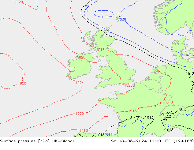 Surface pressure UK-Global Sa 08.06.2024 12 UTC