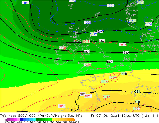 Thck 500-1000hPa UK-Global Pá 07.06.2024 12 UTC