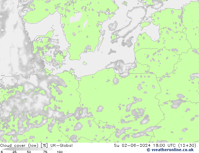Bewolking (Laag) UK-Global zo 02.06.2024 18 UTC