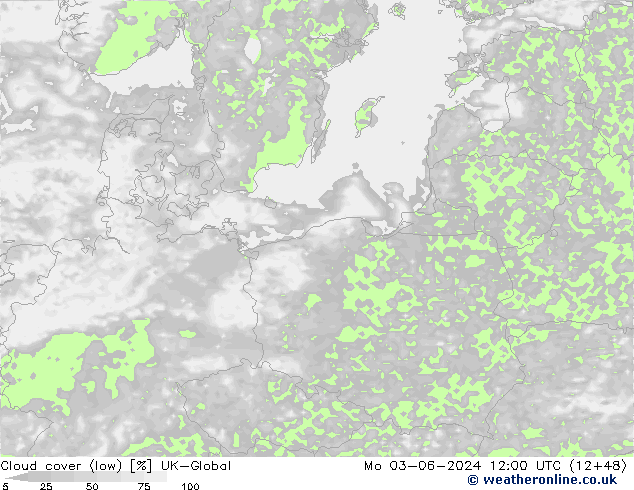 zachmurzenie (niskie) UK-Global pon. 03.06.2024 12 UTC