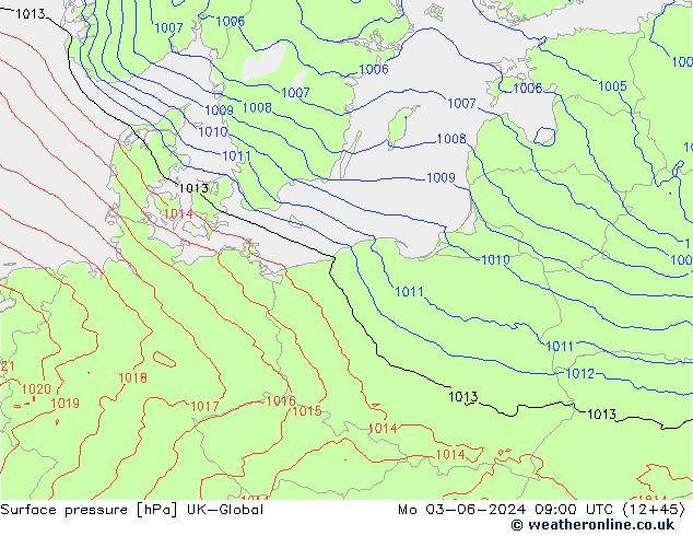Surface pressure UK-Global Mo 03.06.2024 09 UTC